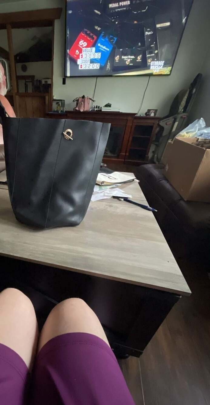 Donna Karan Cashmere Mist Black Leather Tote Bag